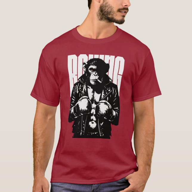 Camiseta Monkey Boxer Rebel Monkey in Leather Boxing Jacket (Anverso)