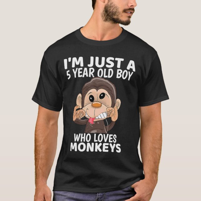 Camiseta Monkey Boys Solo soy un niño de 5 años cumpleaños  (Anverso)