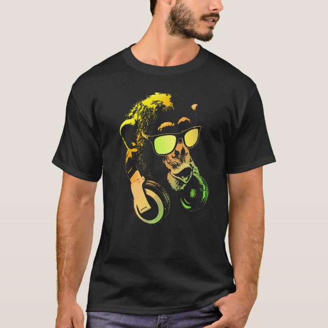 Camiseta Monkey Chimp With Sunglasses And Headphones   (Anverso)