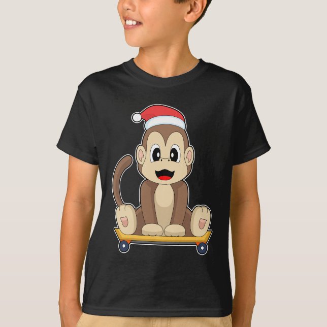 Camiseta Monkey Christmas Skateboard (Anverso)