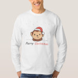 Camiseta Monkey Christmas Snow Winter Animals Monkeys<br><div class="desc">The monkey at Christmas with a Santa hat. Funny animals with gifts and snow for the holidays. A sweet Christmas greeting. Monkeys are cute animals and perfect for Christmas.</div>