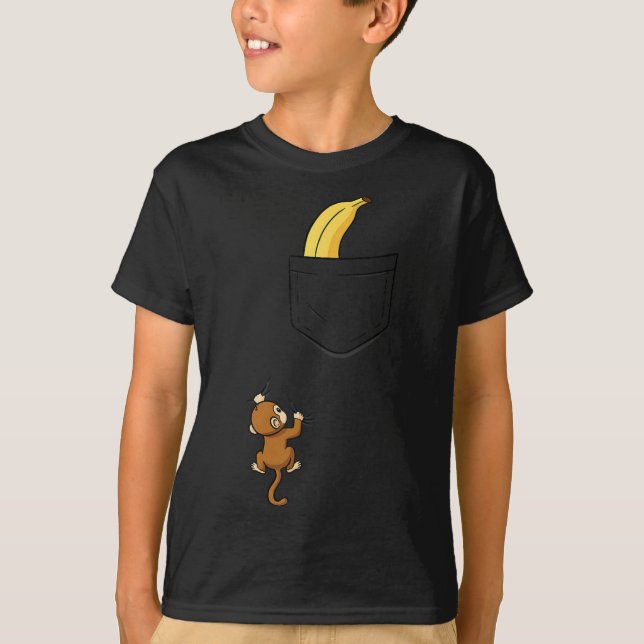Camiseta Monkey Climbs For Banana Funny Animal Cket Design  (Anverso)