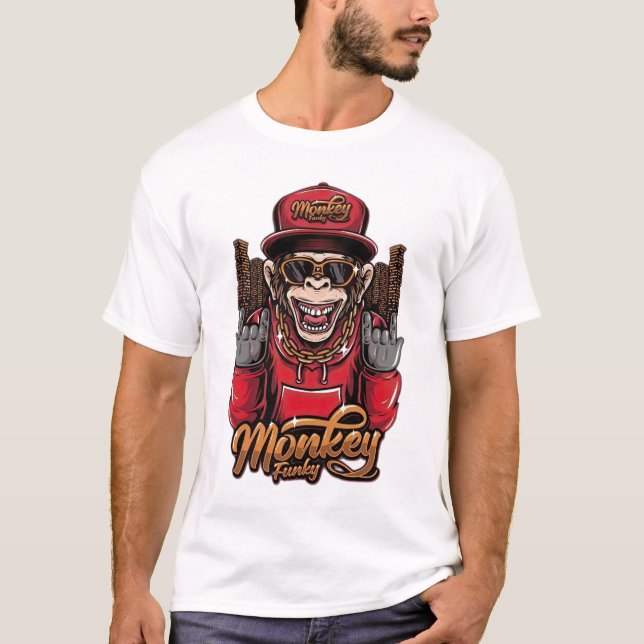 Camiseta Monkey Funky T-Shirt - Cool Hip Hop Monkey Graphic (Anverso)