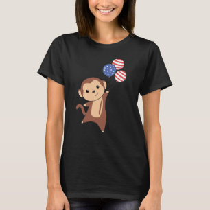 Camiseta Monkey Funny Monkey 4th Of July American Flag