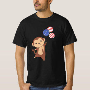 Camiseta Monkey Funny Monkey 4th Of July American Flag