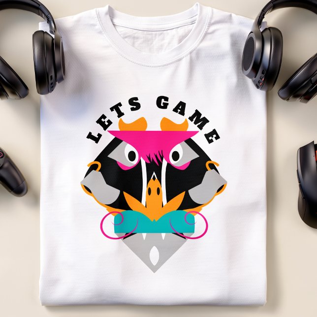 Camiseta Monkey Gaming Pink (Game on! Bold colors and a wild face. Customize the phrase and make it yours.)