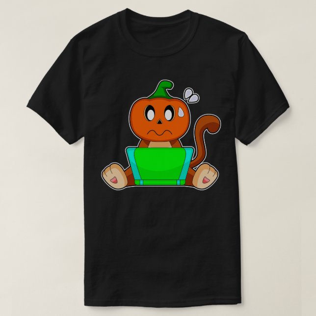 Camiseta Monkey Halloween Calabaza (Diseño del anverso)