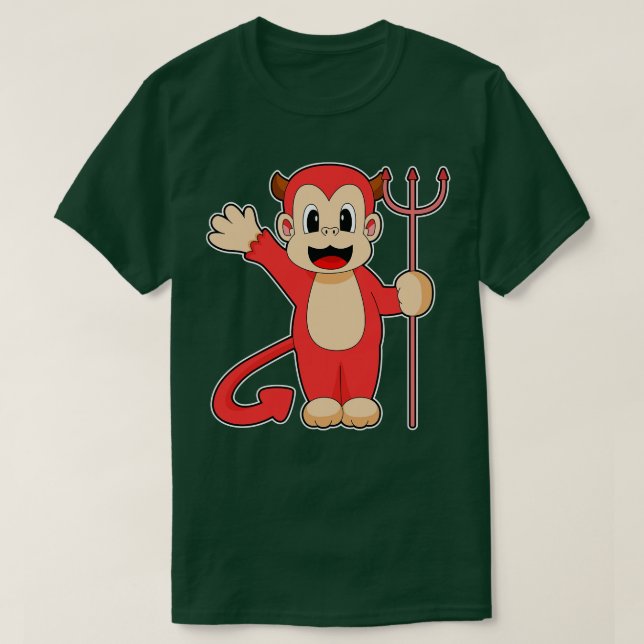 Camiseta Monkey Halloween Devil Trident (Diseño del anverso)