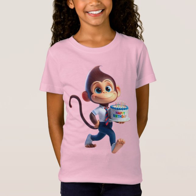 Camiseta Monkey in a White Shirt and Tie, Happy Birthday, b (Anverso)