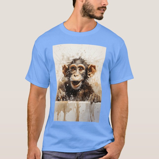 Camiseta Monkey in bathtub Funny animal art family (Anverso)