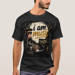 Camiseta Monkey Playing Piano Music Poster – I Am Music