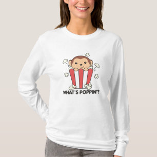 Camiseta Monkey Popcorn Whats Poppin Funny Pun