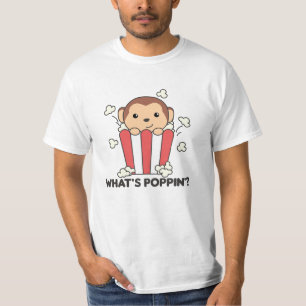 Camiseta Monkey Popcorn Whats Poppin Funny Pun