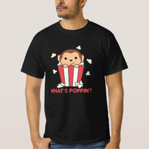 Camiseta Monkey Popcorn Whats Poppin Funny Pun