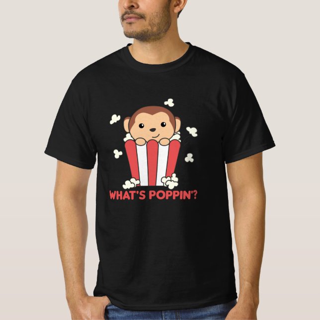 Camiseta Monkey Popcorn Whats Poppin Funny Pun (Anverso)
