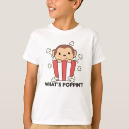 Camiseta Monkey Popcorn Whats Poppin Funny Pun