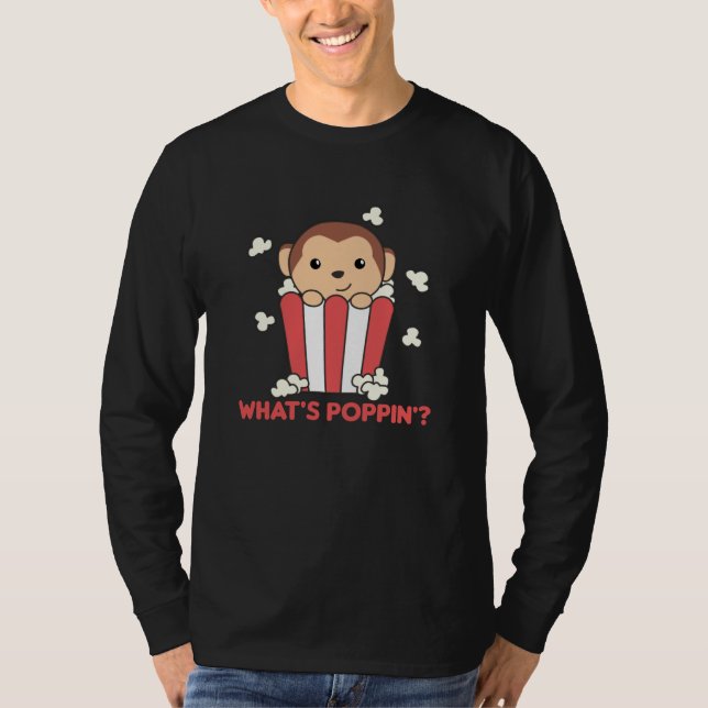Camiseta Monkey Popcorn Whats Poppin Funny Pun (Anverso)