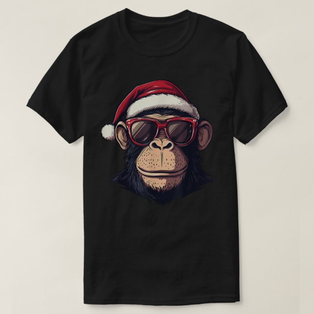 Camiseta Monkey Santa Hat chimpancé Monkey Lovers Christma (Diseño del anverso)