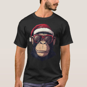 Camiseta Monkey Santa Hat chimpancé Monkey Lovers Christma