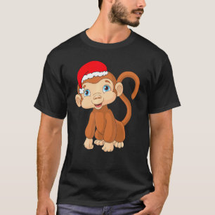 Camiseta Monkey Santa hat navidades Navidad Pajama para niñ