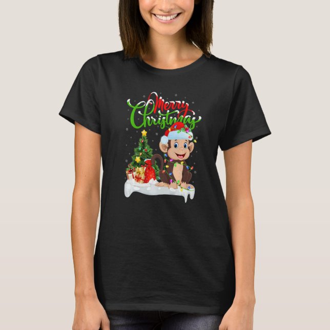 Camiseta Monkey  Xmas Decorations Santa Monkey Christmas (Anverso)
