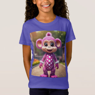 Camiseta Mono 3D lindo vestido de punto de polka magenta -