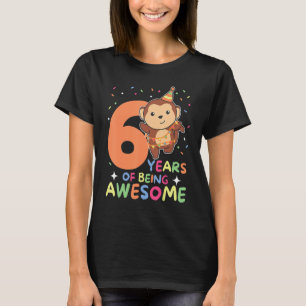 Camiseta Mono 6º Cumpleaños Para Niños Mono De Seis Años