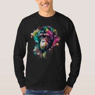 Camiseta Mono acuarela Chimpancé Fauna colorida