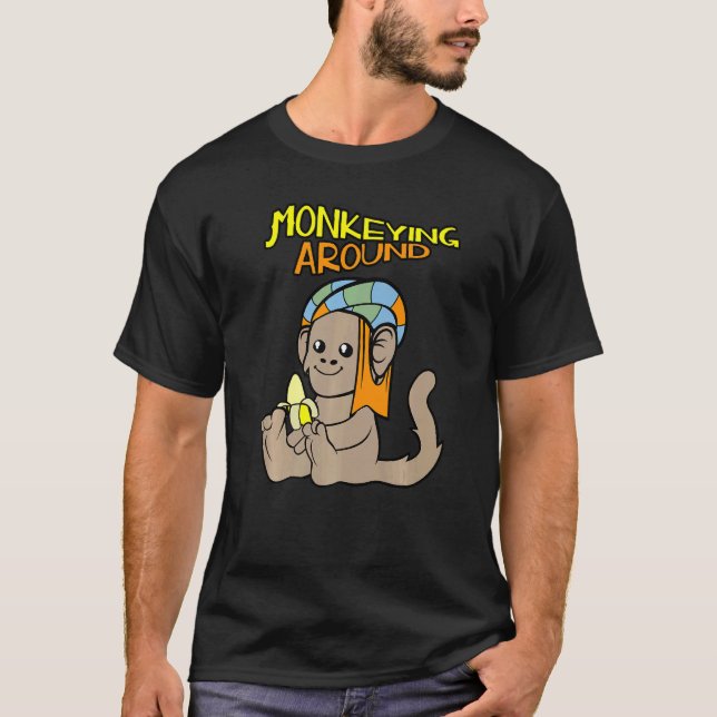 Camiseta Mono Adorable Con Banana (Anverso)