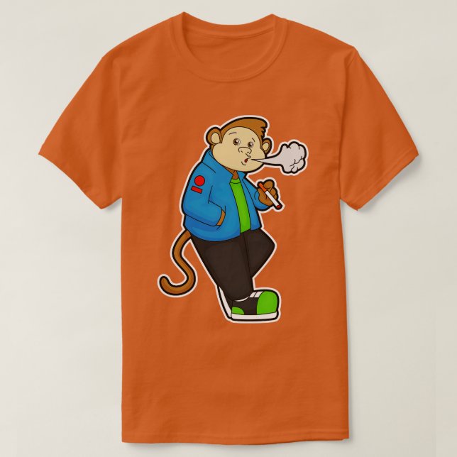 Camiseta Mono al fumar un cigarrillo (Diseño del anverso)