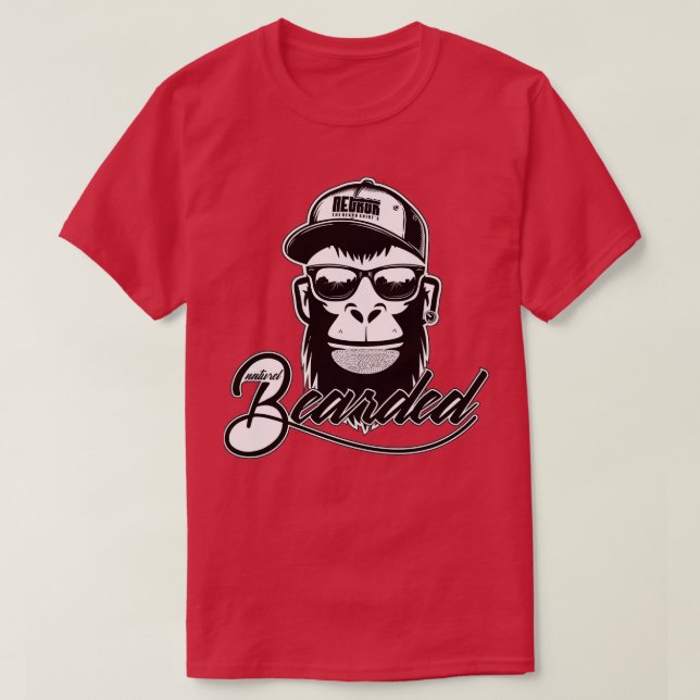 Camiseta Mono Ape con barba Naturel (Diseño del anverso)