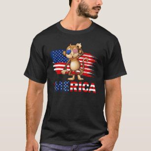 Camiseta Mono Bandera Americana Gafas De Sol Mónica 4 De Ju