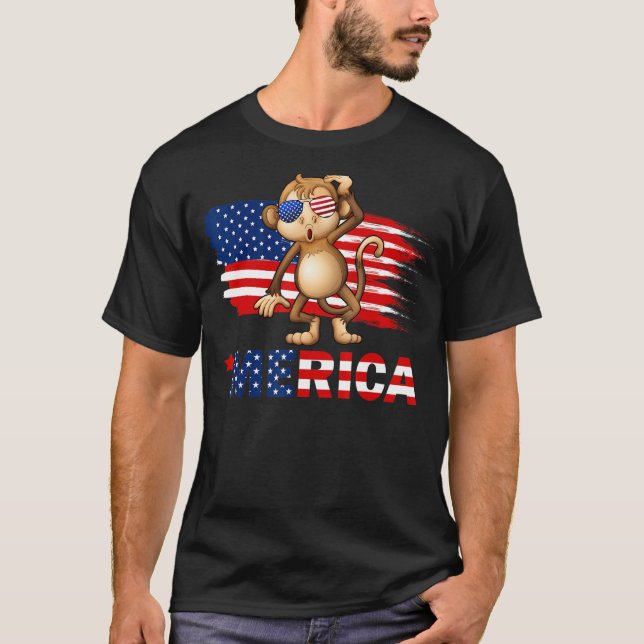 Camiseta Mono Bandera Americana Gafas De Sol Mónica 4 De Ju (Anverso)