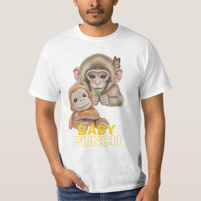 Camiseta Mono bebé Punch con juguete de peluche (Anverso)