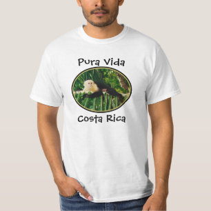 Camiseta Mono blanco Vida, Costa Rica de la cara