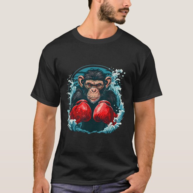 Camiseta Mono Boxeador Con Guantes De Boxeo Kickboxing Grac (Anverso)