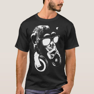 Camiseta Mono Chimpancé Con Auriculares Y Gafas De Sol