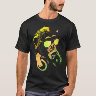 Camiseta Mono chimpancé con gafas de sol y auriculares