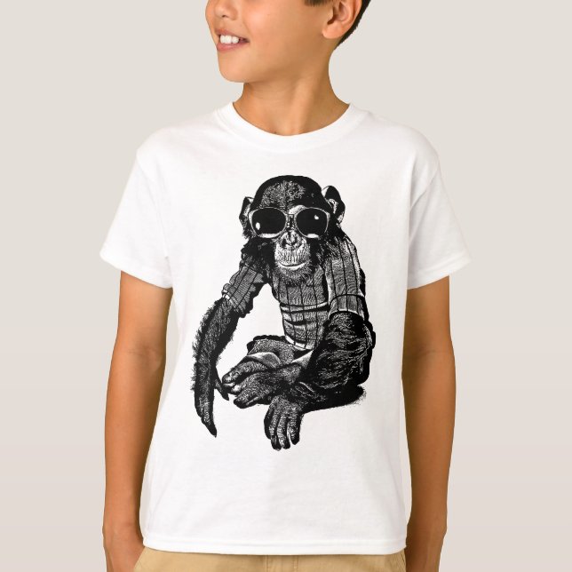 Camiseta Mono chimpancé con vidrio solar Arte original (Anverso)