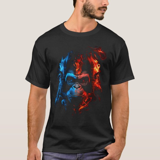 Camiseta Mono Chimpancé Flames Mono Animal 1 (Anverso)