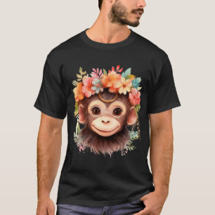 Camiseta Mono Chimpanzee Jungle Animal Boho Floral Ape 21