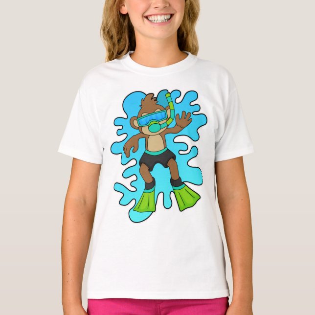 Camiseta Mono como buceador con Snorkel (Anverso)