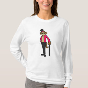 Camiseta Mono como Caballero con Gorra y palo para caminar