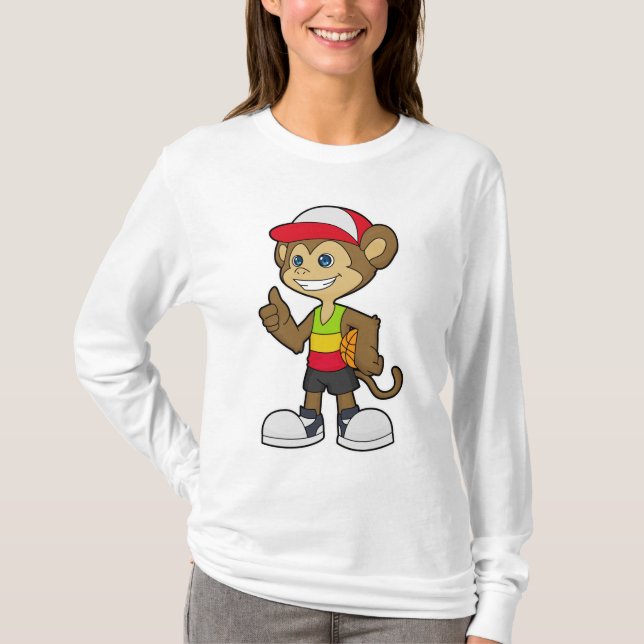 Camiseta Mono como jugador de baloncesto con baloncesto (Anverso)