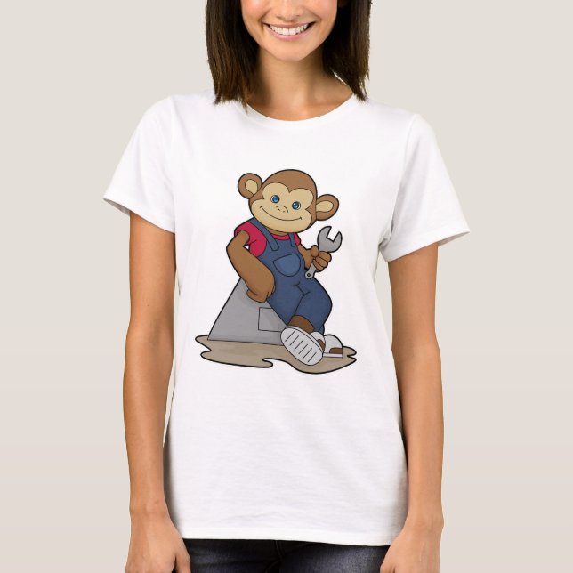 Camiseta Mono como mecánico con llave (Anverso)