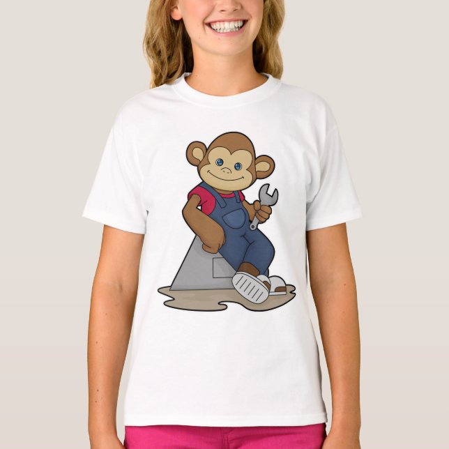 Camiseta Mono como mecánico con llave (Anverso)