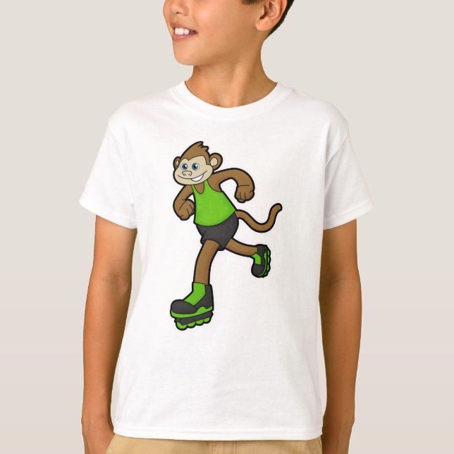 Camiseta Mono como patinador con patines en línea (Anverso)