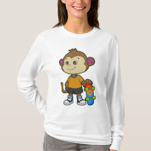 Camiseta Mono como patinador con patineta