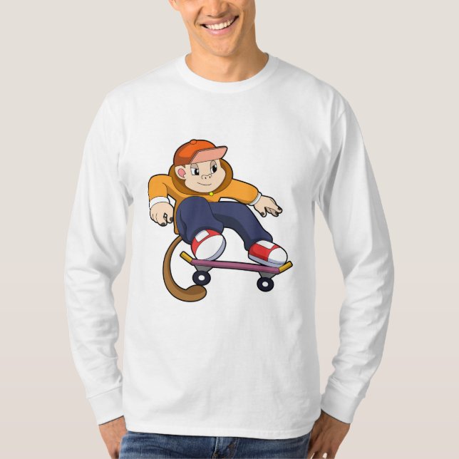 Camiseta Mono como patinador con patineta (Anverso)