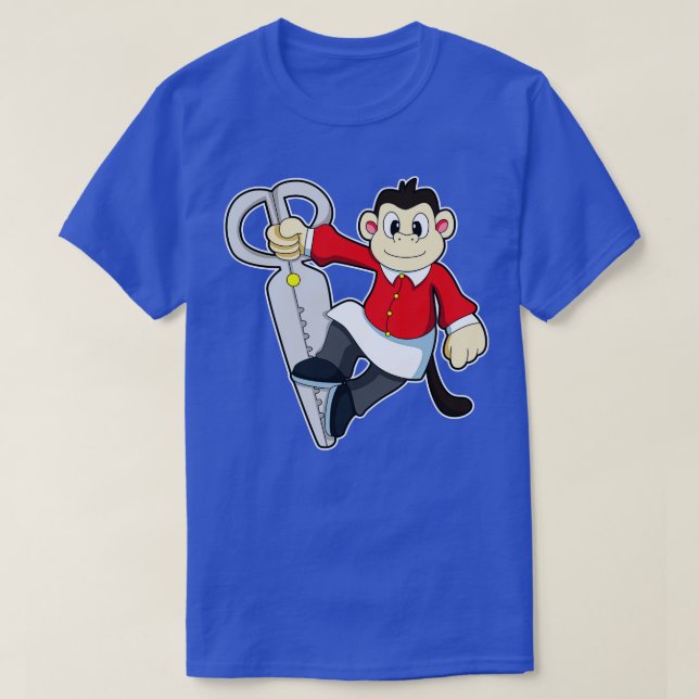 Camiseta Mono como peluquero con tijeras (Diseño del anverso)